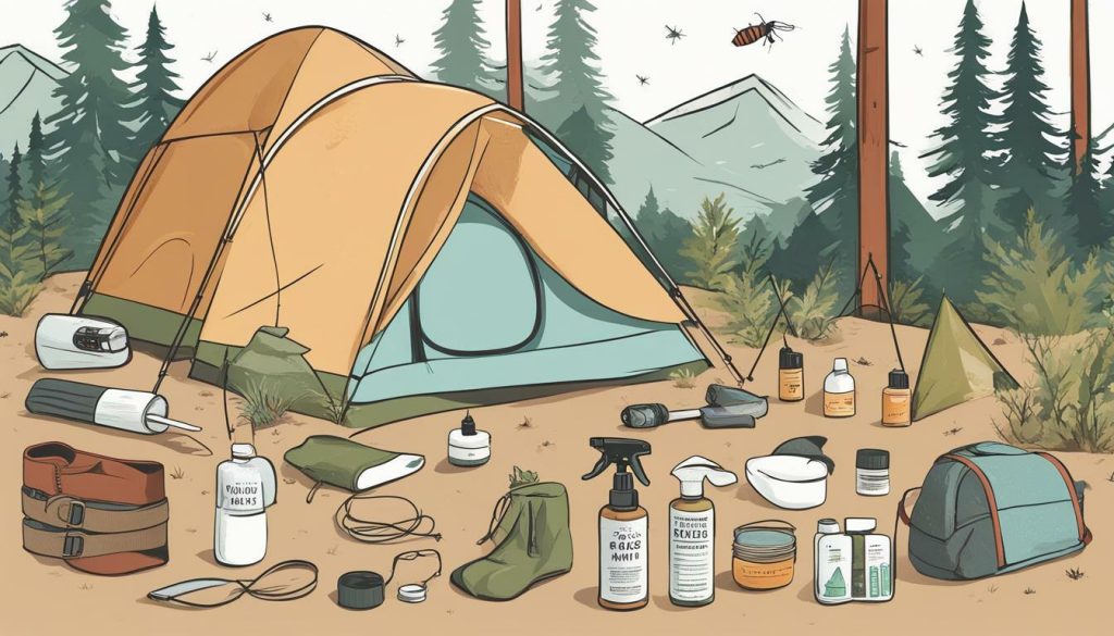 Bug spray and camping gear