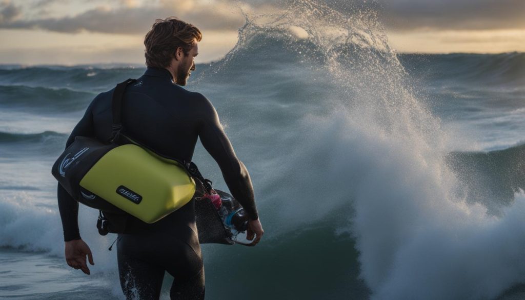 waterproof pouch for securing music gear while surfing