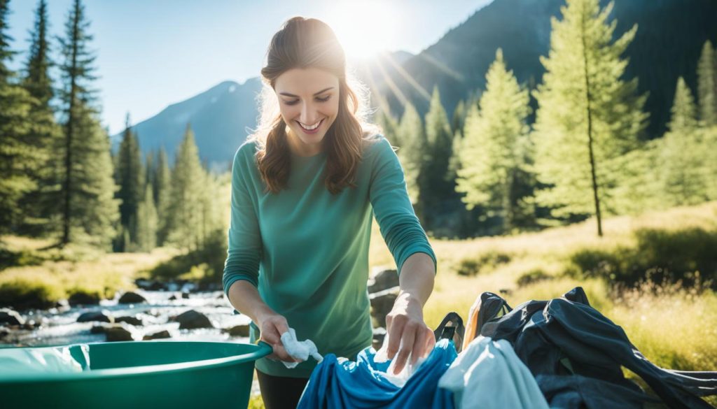 washing camping clothes