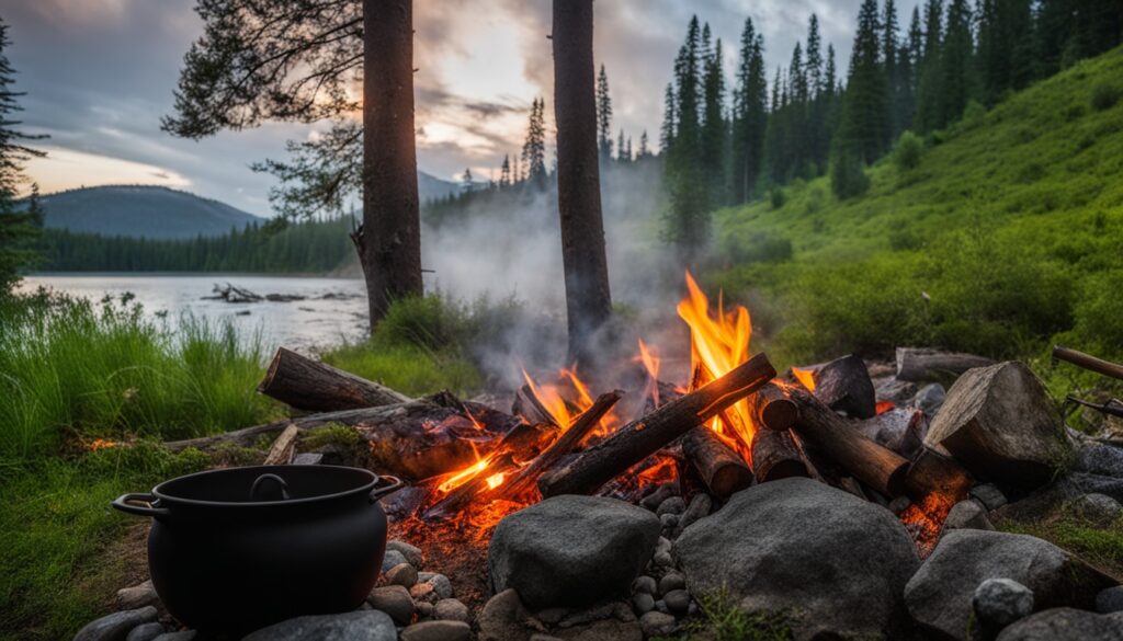 Heating water for camping shower
