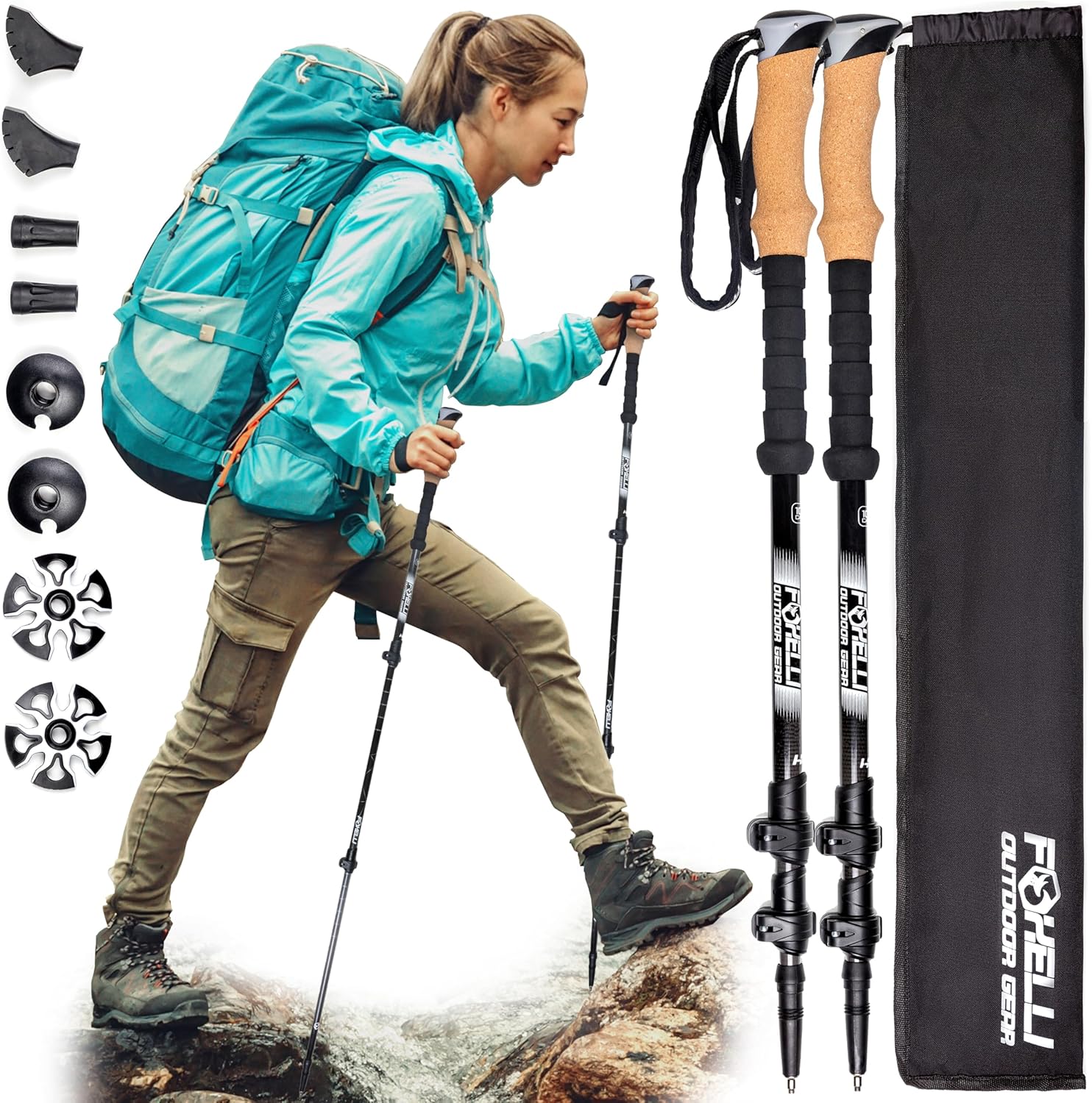 Foxelli Carbon Fiber Trekking Poles