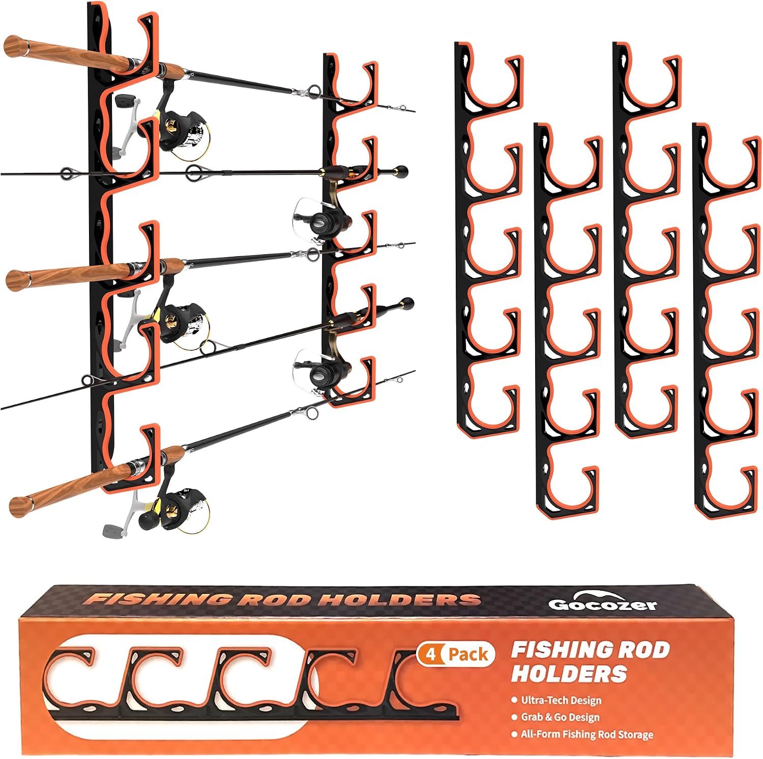 Gocozer H5 Wall or Ceiling Rod Holders, 4 Pack