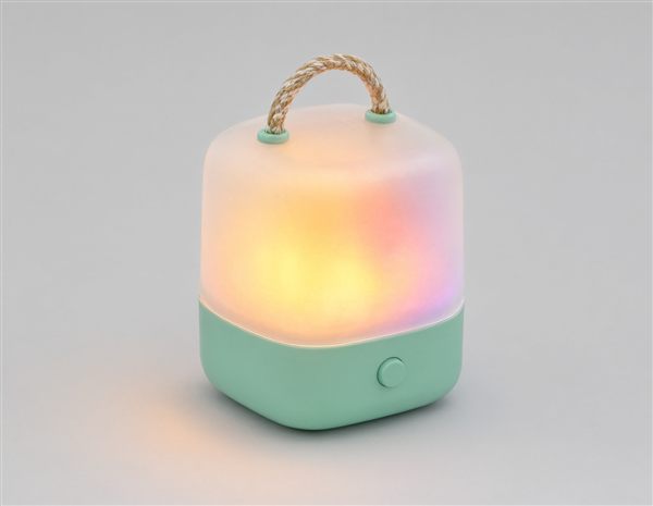 AI-generated illustration of a translucent ambient color camping lantern matching the BioLite AlpenGlow style