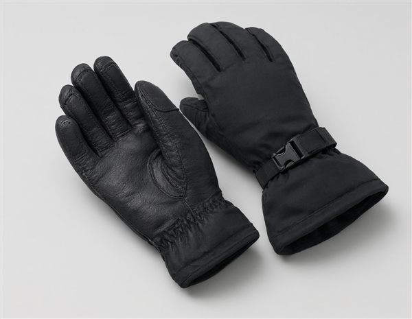 AI-generated illustration of black goatskin leather ski gloves matching the Hestra Army Leather Heli style