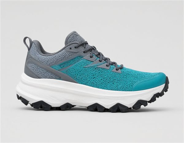 AI-generated illustration of a max-cushion lugged trail running shoe matching the HOKA Speedgoat 6 style