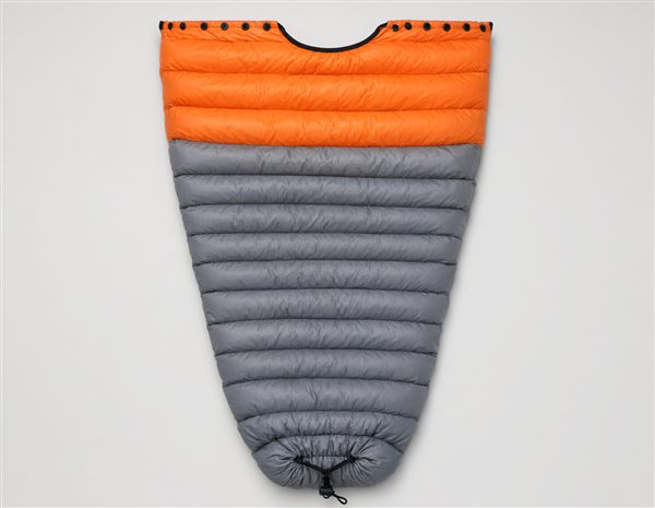 AI-generated illustration of an ultralight down backpacking quilt matching the Sea to Summit Ember style