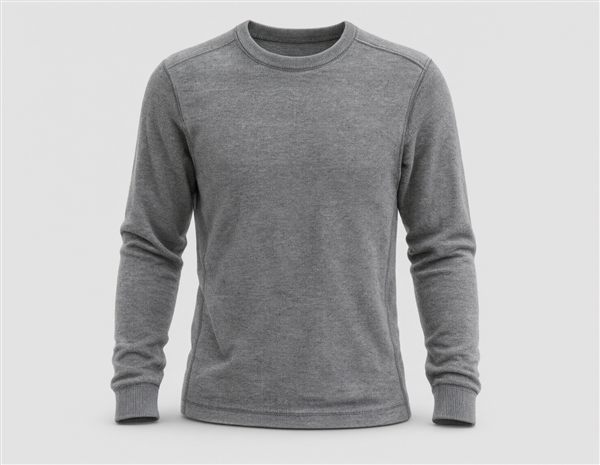 AI-generated illustration of a grey heavy merino base layer top matching the Smartwool 250 style