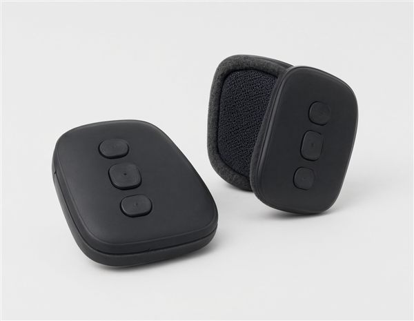 AI-generated illustration of slim rectangular drop-in helmet headphone pads matching the Wildhorn Alta style