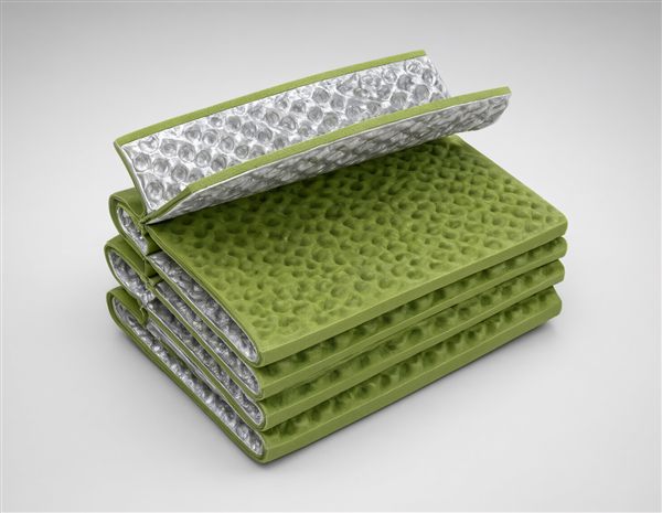 AI-generated illustration of an accordion folding closed-cell foam camping mat matching the Therm-a-Rest Z Lite Sol style